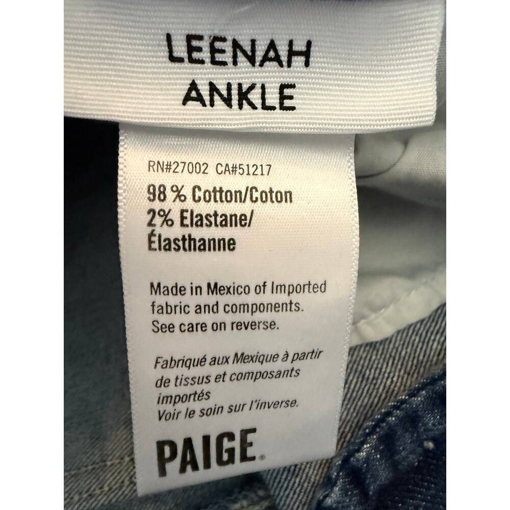Paige Leenah Ankle High Rise Wide Leg Jeans Womens 29 Blue Denim Casual Hem - Picture 6 of 9